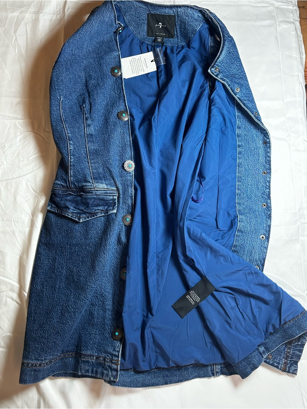 Seven For All Mankind Denim Button-Front Dress with Western Buttons Size 8 - Picture 5 of 7